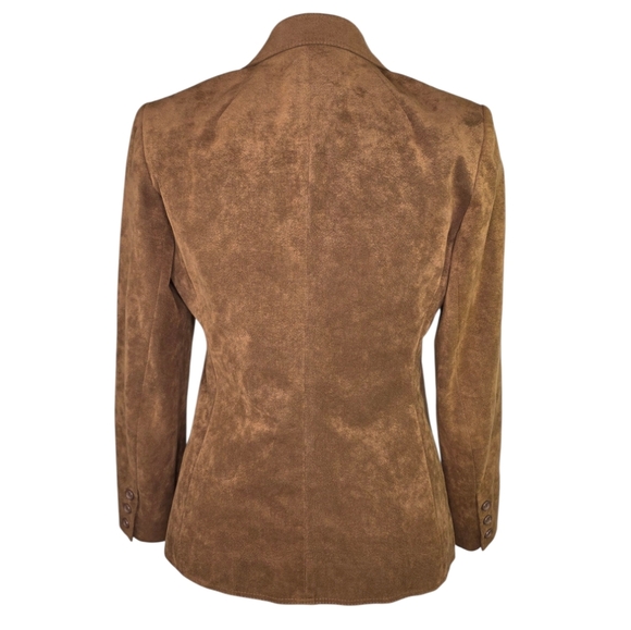 Vintage Lilli Ann Ultrasuede Brown Blazer Jacket 70s 80s Retro Adolph Schuman - Picture 3 of 7